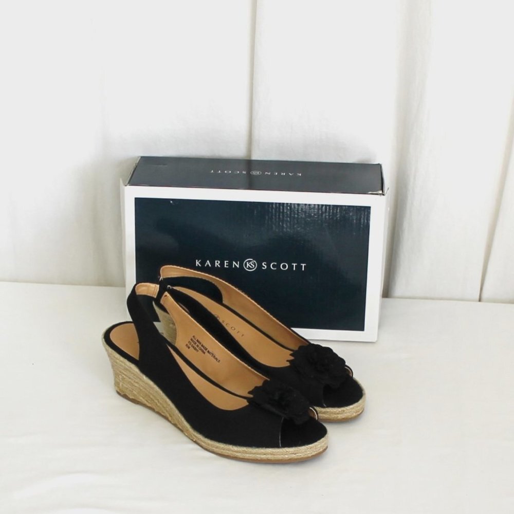 Karen Scott Dashy Wedge Sandals Black